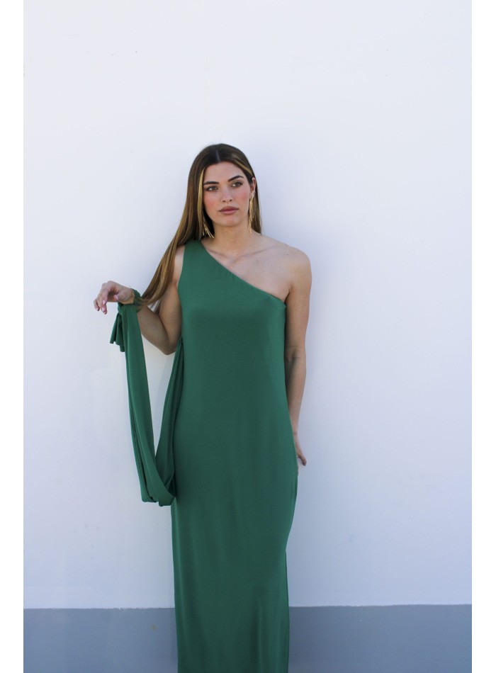 Robe midi avec châle multipositions et encolure...