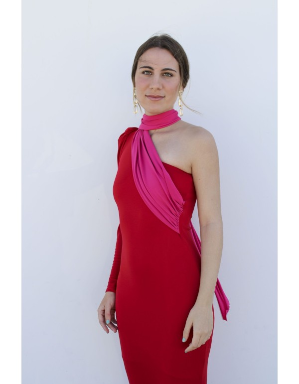 Bicolor long party dress with multiposition sling 2