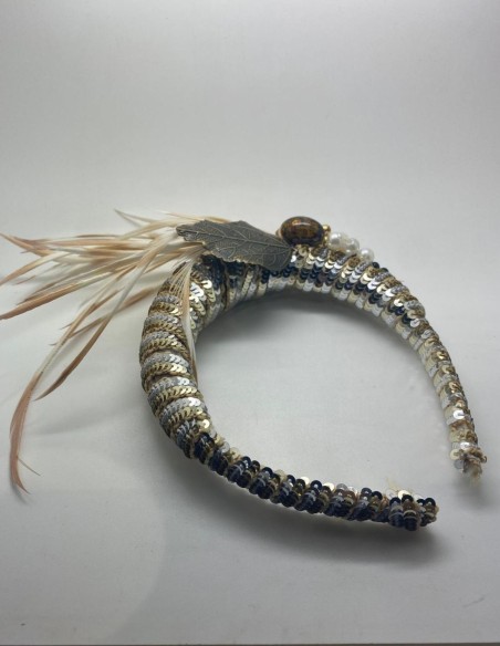 Party headband with gold and silver sequins