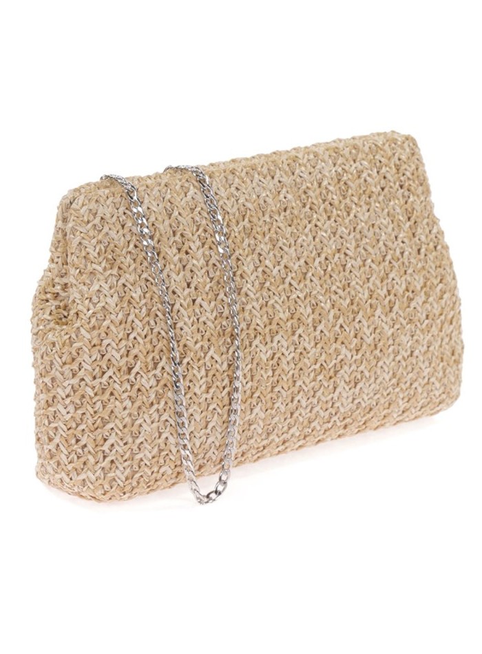 Raffia sack style handbag with chain