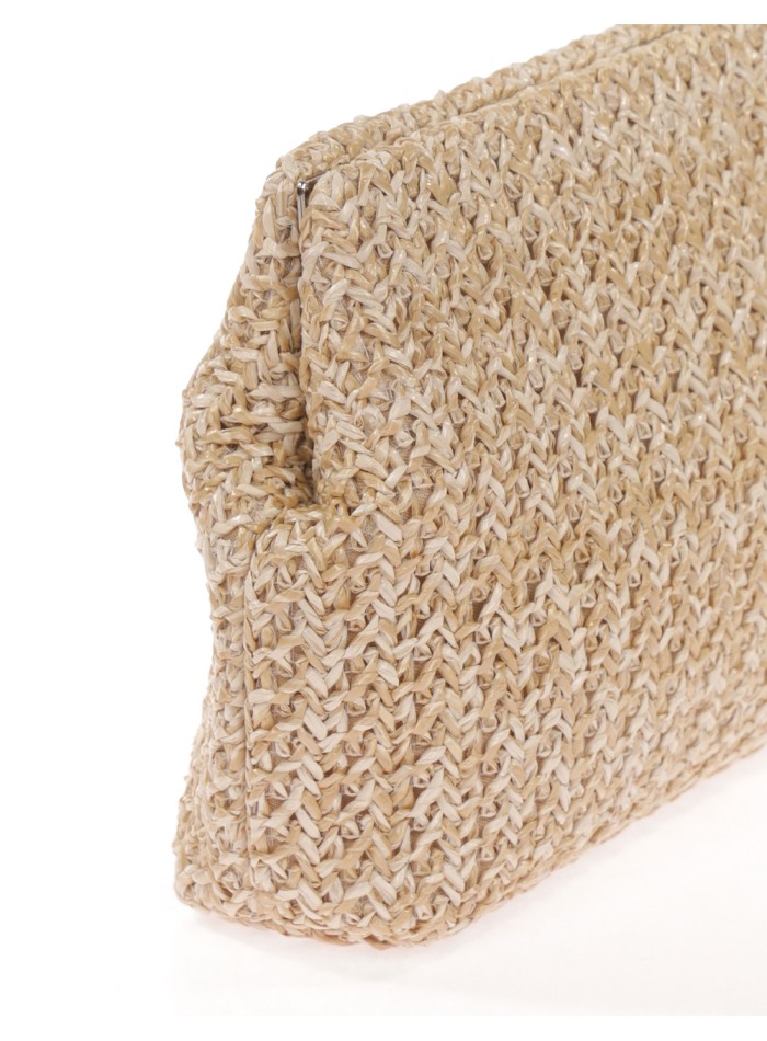 Raffia sack style handbag with chain