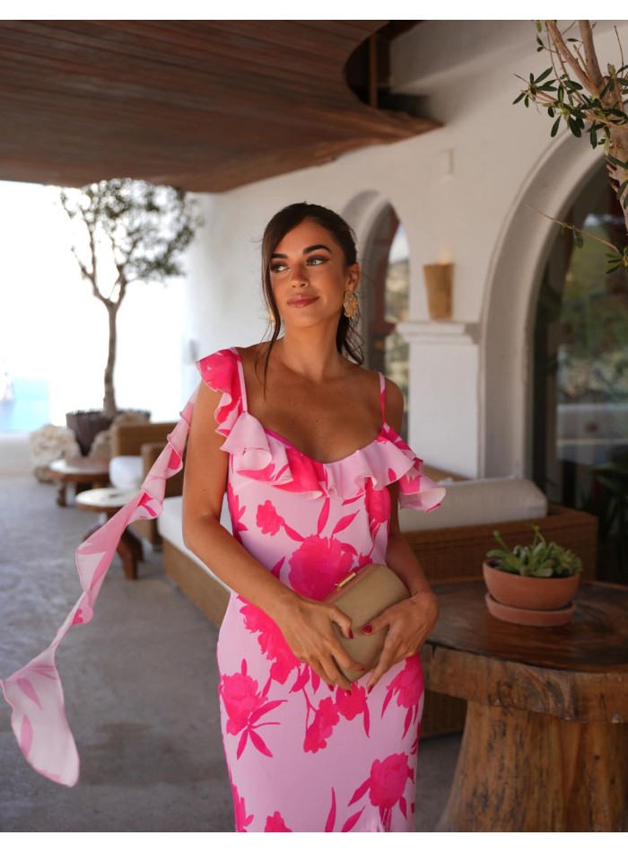 Vestido midi de fiesta de estampado floral con...