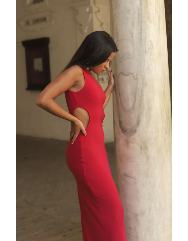 Long dress with asymmetrical cut-out neckline 2