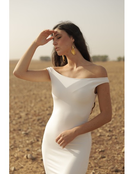 Robe midi avec encolure bateau et fente