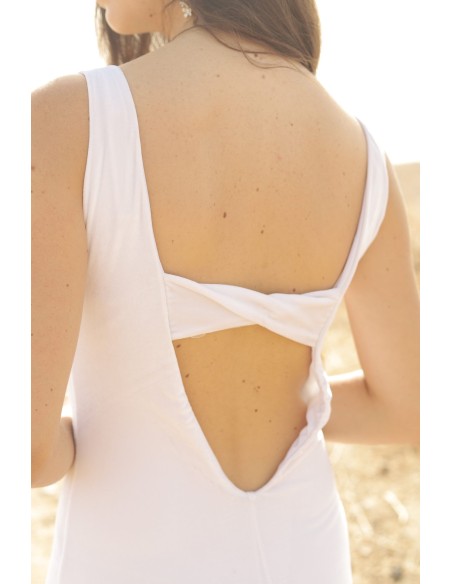 Robe longue en velours avec décolleté en V et dos ouvert