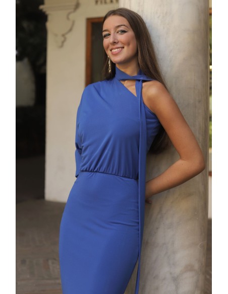 Midi party dress with choker and japanese sleeves