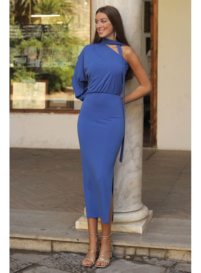 Midi party dress with choker and japanese sleeves