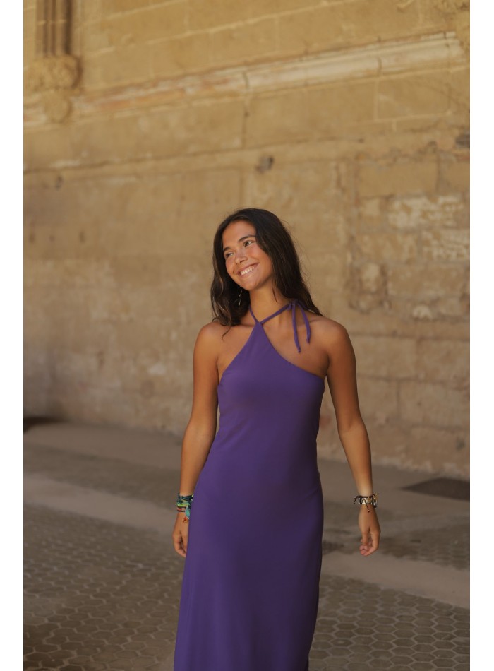 Robe asymétrique avec encolure asymétrique et...