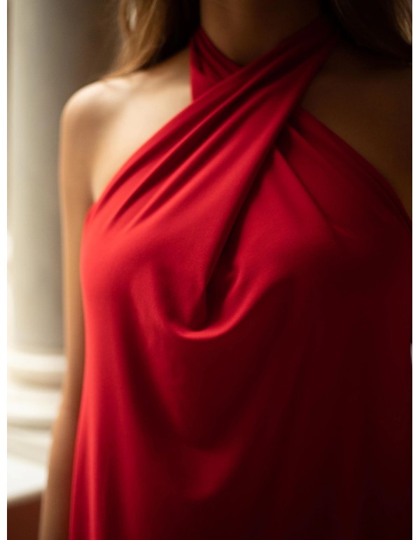 Robe courte avec encolure dos nu croisée 2