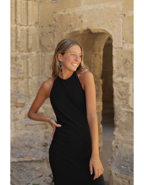 Robe longue de fête avec bretelles et dos ouvert 2