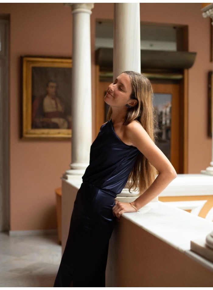 Robe midi de fête en satin avec manches...