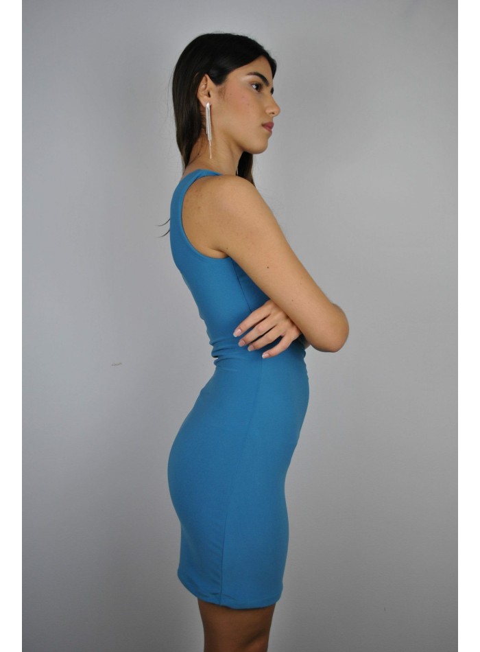 Short party dress with asymmetric straps and...