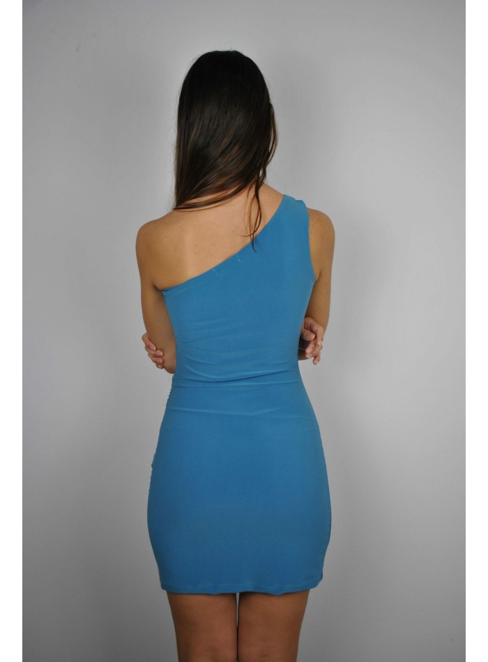 Short party dress with asymmetric straps and...