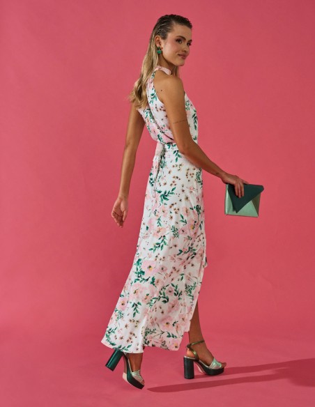 Chemisier de fête décolleté à imprimé floral