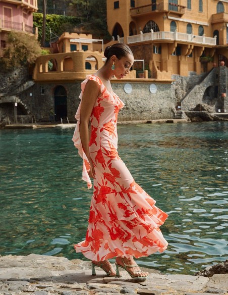 Robe midi à bretelles avec imprimé floral