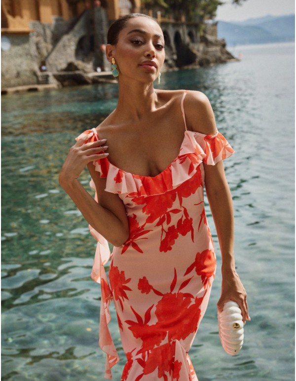 Robe midi à bretelles avec imprimé floral 2