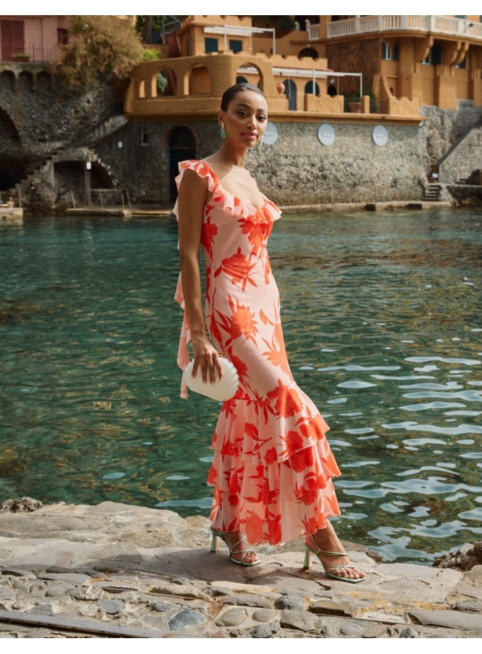 Vestido midi de fiesta de tirantes con...