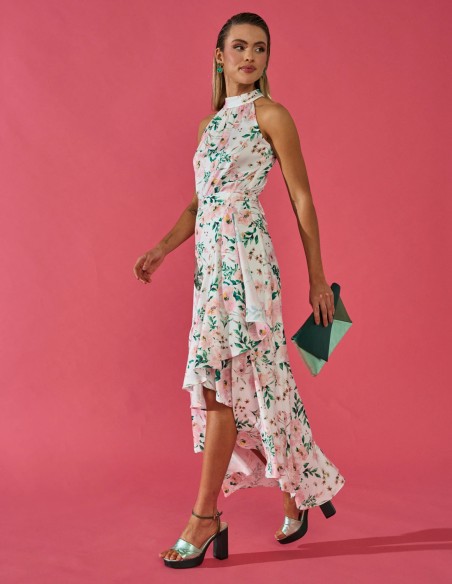 Ruffle midi skirt with floral print