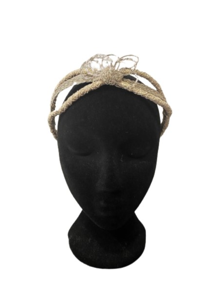 Rustic raw braided headband with beads