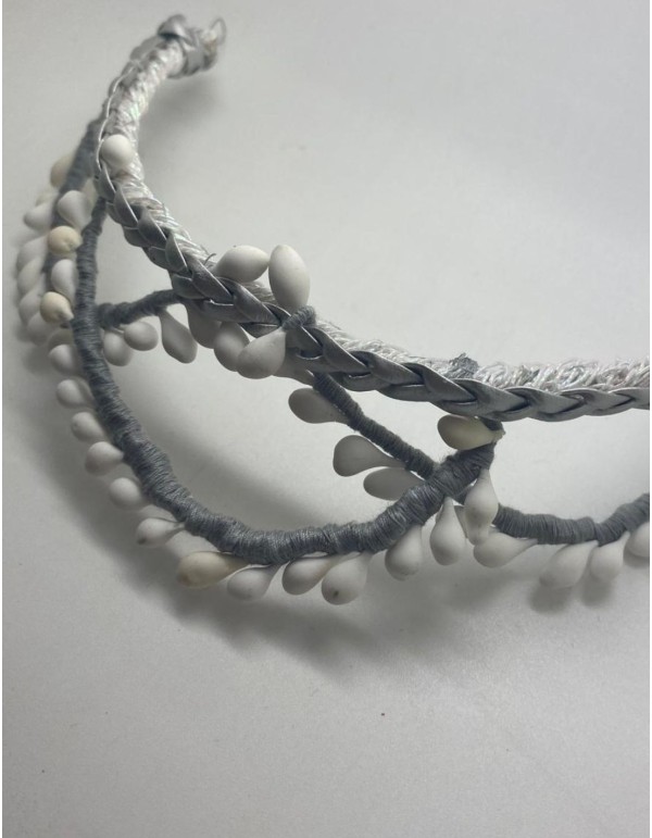 Silver party headdress with white pistils 2