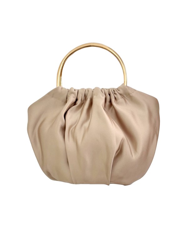 Bolso de mano en raso con asa dorada 2
