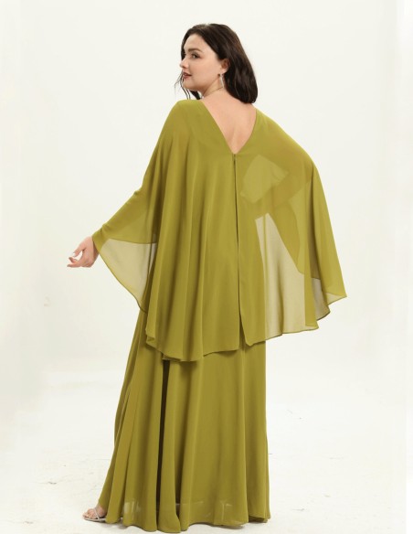 Long party gown with long cape sleeves