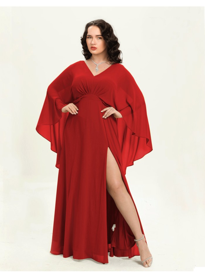 Robe longue de fête avec manches longues en cape