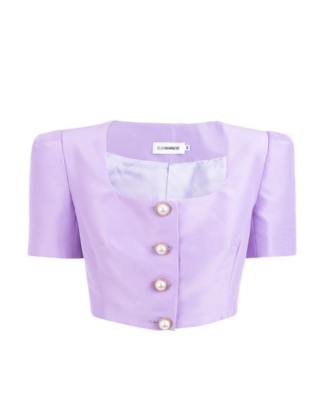 Top à manches courtes avec Boutonnières en perles