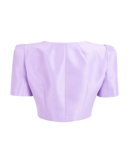 Crop-top de manga corta con botones perla