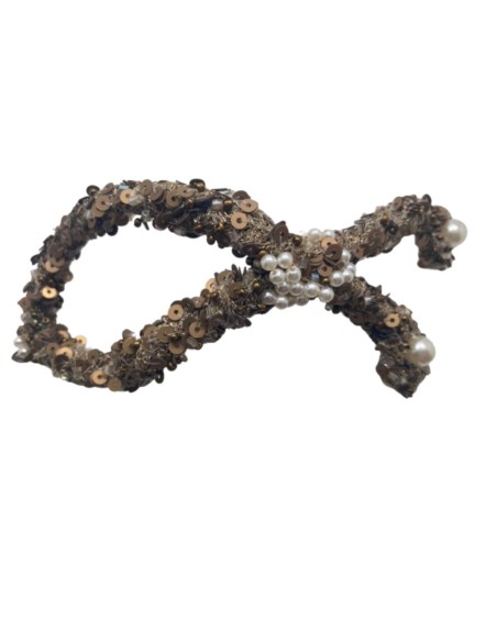 Fantasy headdress with old gold sequin and pearls