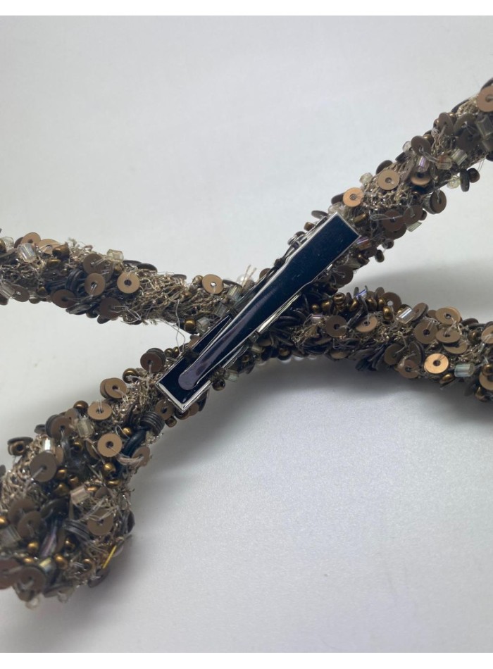 Fantasy headdress with old gold sequin and pearls