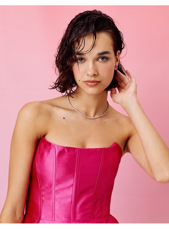 Vestido mini con escote palabra de honor y maxi...