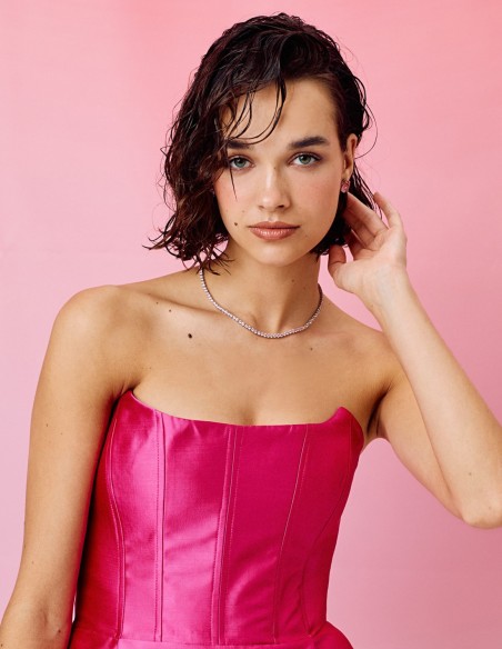 Mini dress with strapless neckline and maxi bow