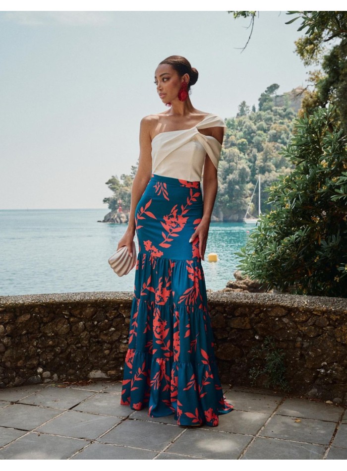 Top blanco de fiesta con doble tirante...