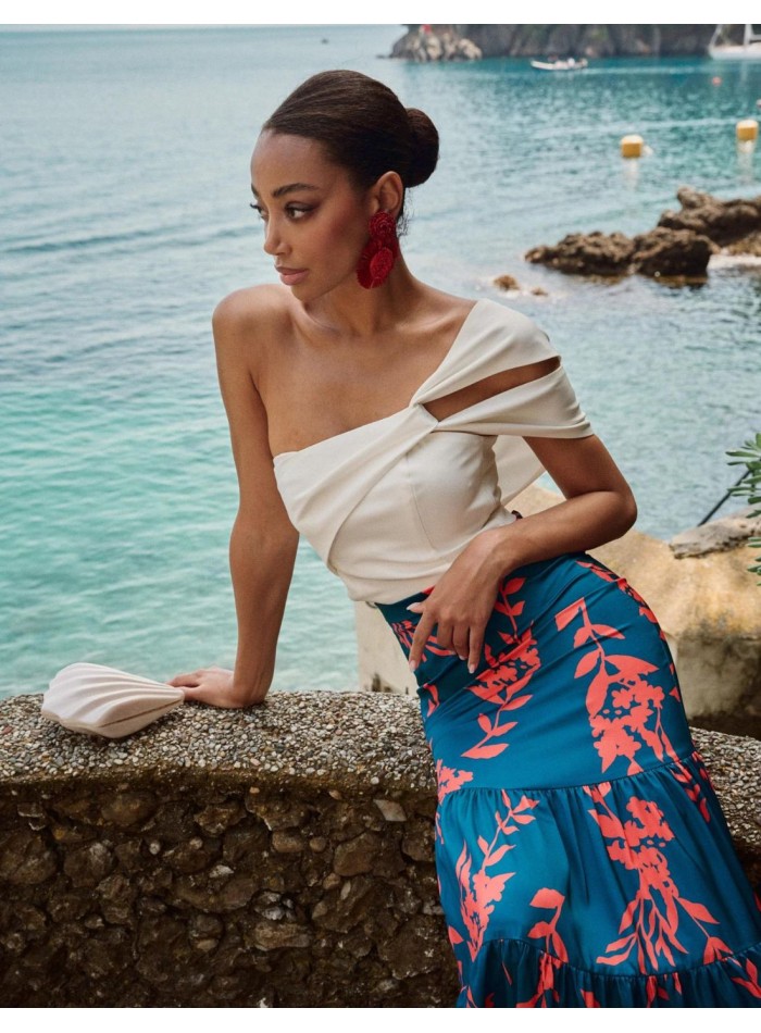 Top de fête blanc avec doubles bretelles...