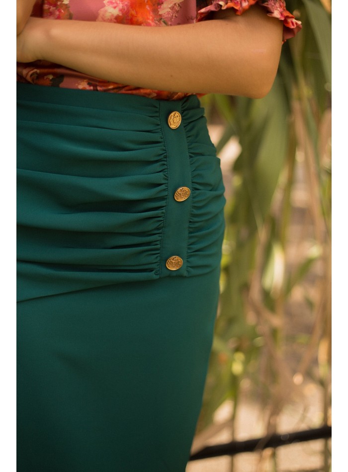 Floral print blouse with short puffed sleeves