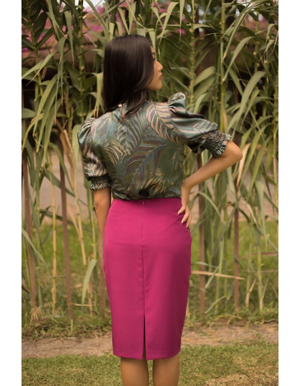 Camisa estampado tropical satinado con manga corta 2