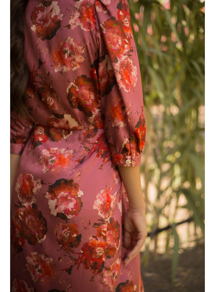 Midi party dress with crossover cut and tuxedo...