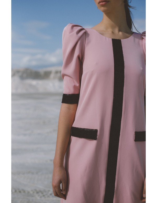 Vestido de fiesta midi de corte recto con pasamanería de lentejuelas 2