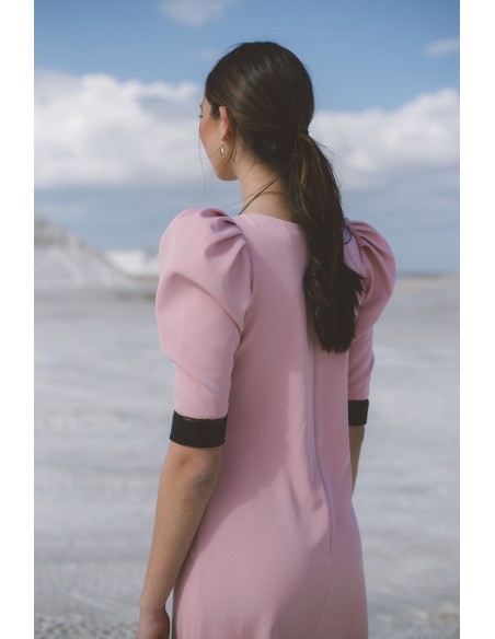 Straight cut midi party dress with sequin trimmings