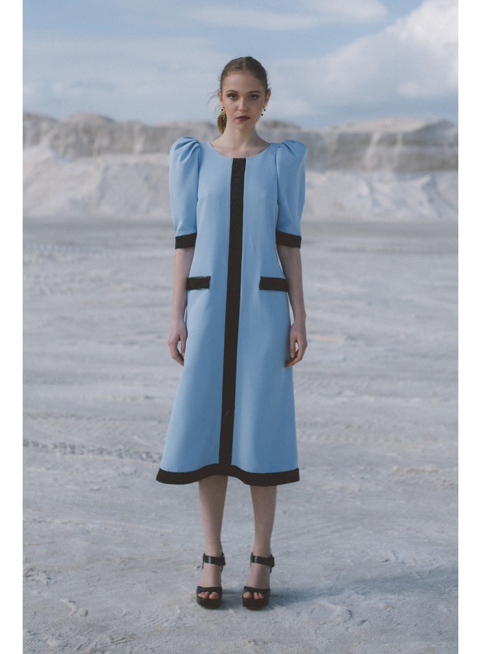 Straight cut midi party dress with sequin details