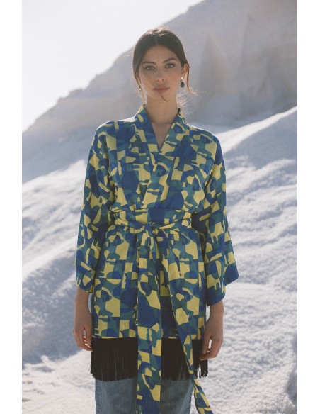 Kimono estampado con lazada