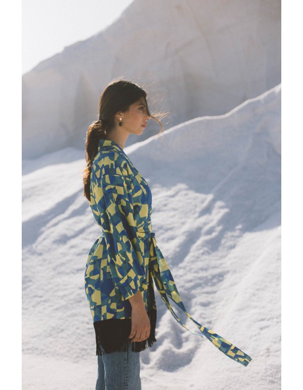 Printed kimono with lacing 2