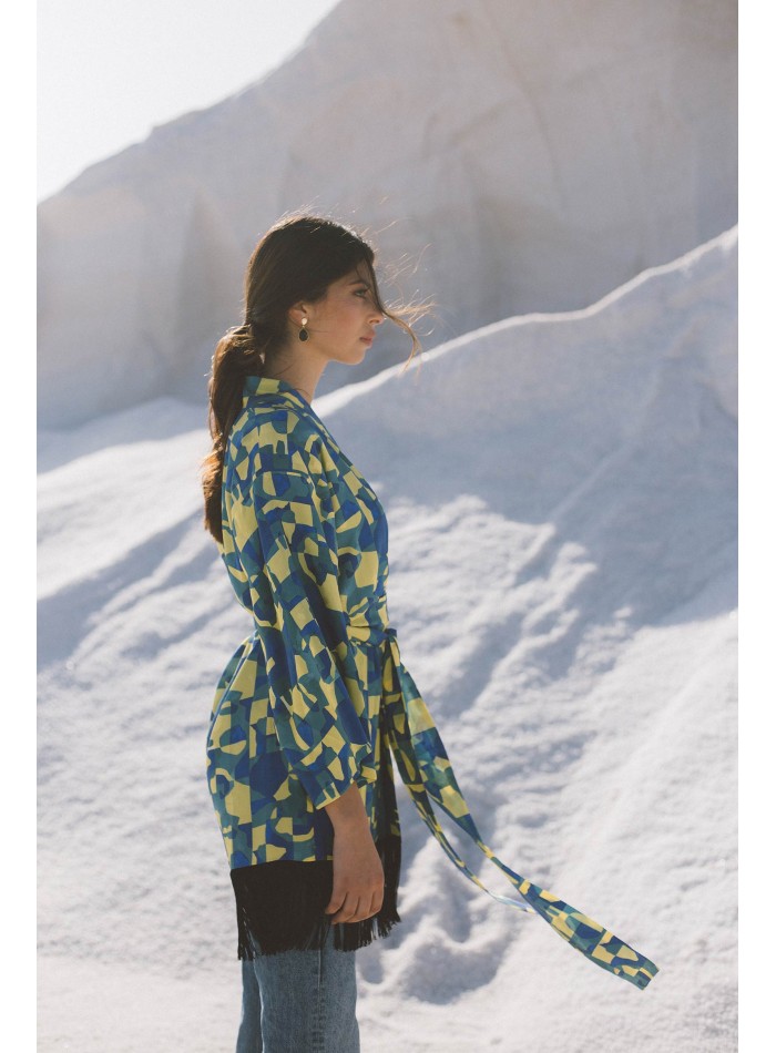 Kimono imprimé avec laçage
