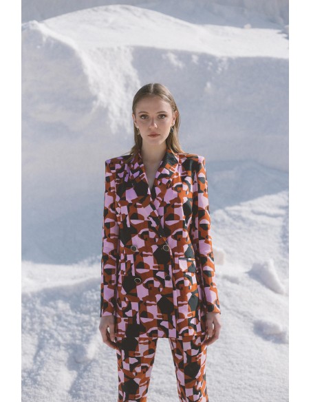 Printed dinner suit with tuxedo jacket and slim-fit pants