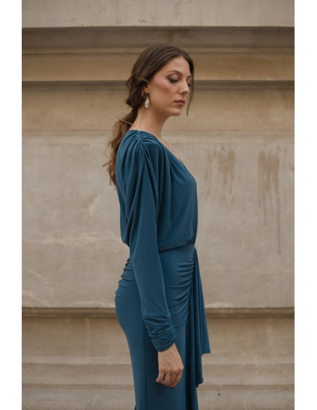 Vestido de fiesta midi de corte estrecho con hombrera marcada