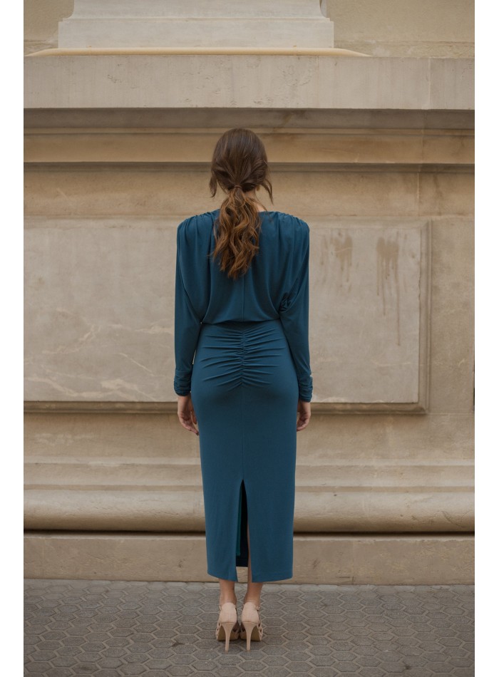 Midi party dress with a narrow cut and a...