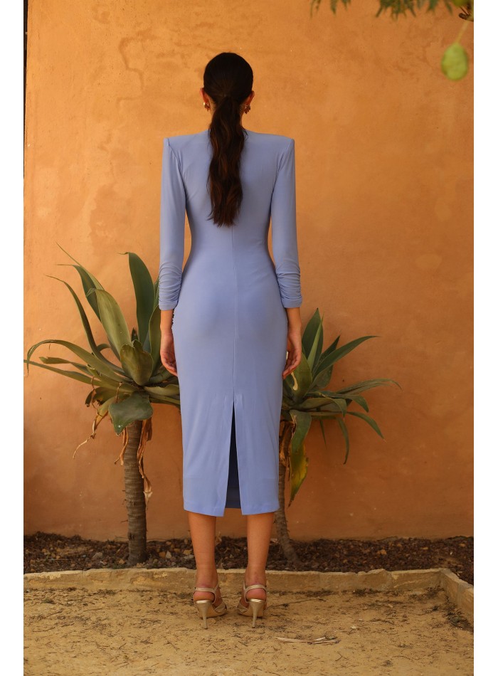 Midi party dress with V-neckline and crossover...