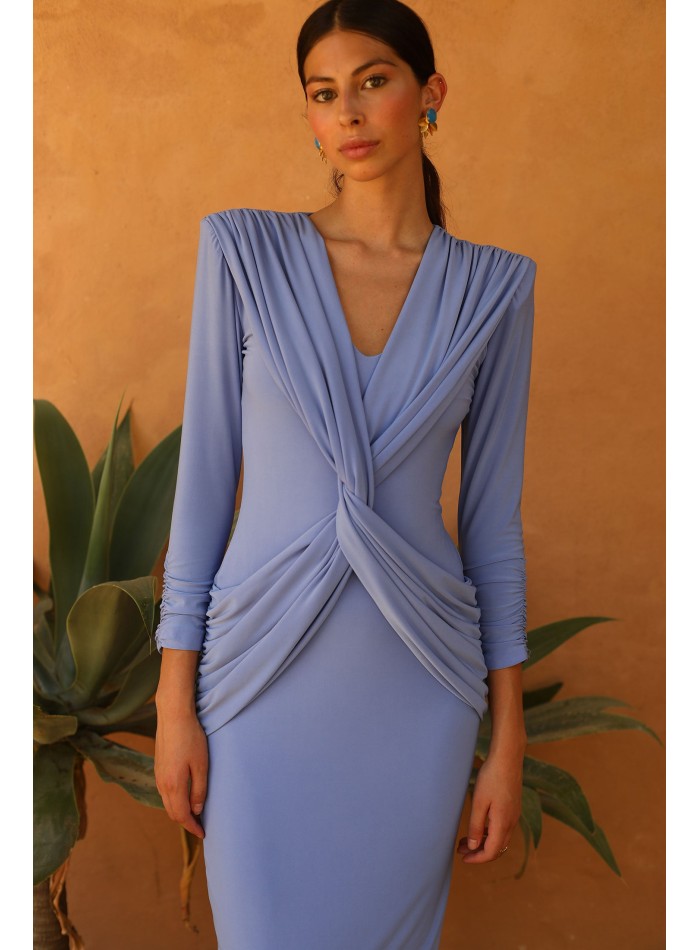 Robe de soirée midi avec décolleté en V et...