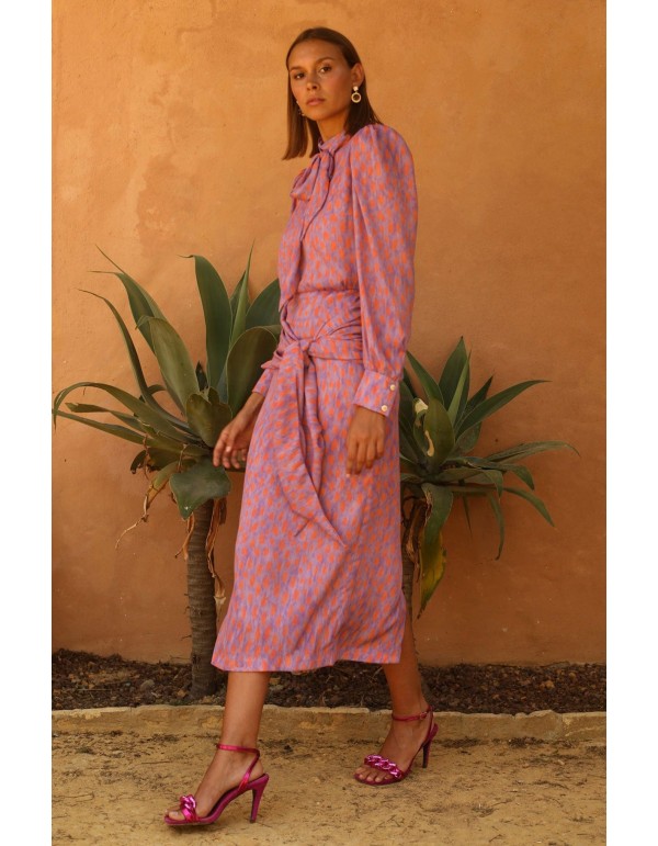 Midi party dress with lacing at the neck and waist 2